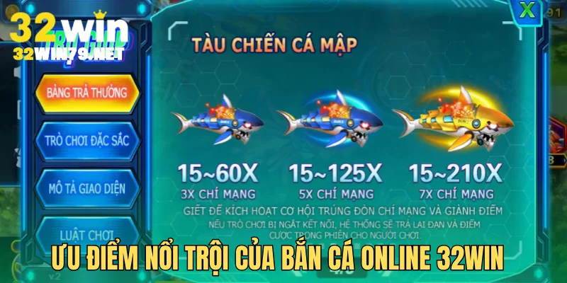 Ưu điểm nổi trội của bắn cá online 32Win